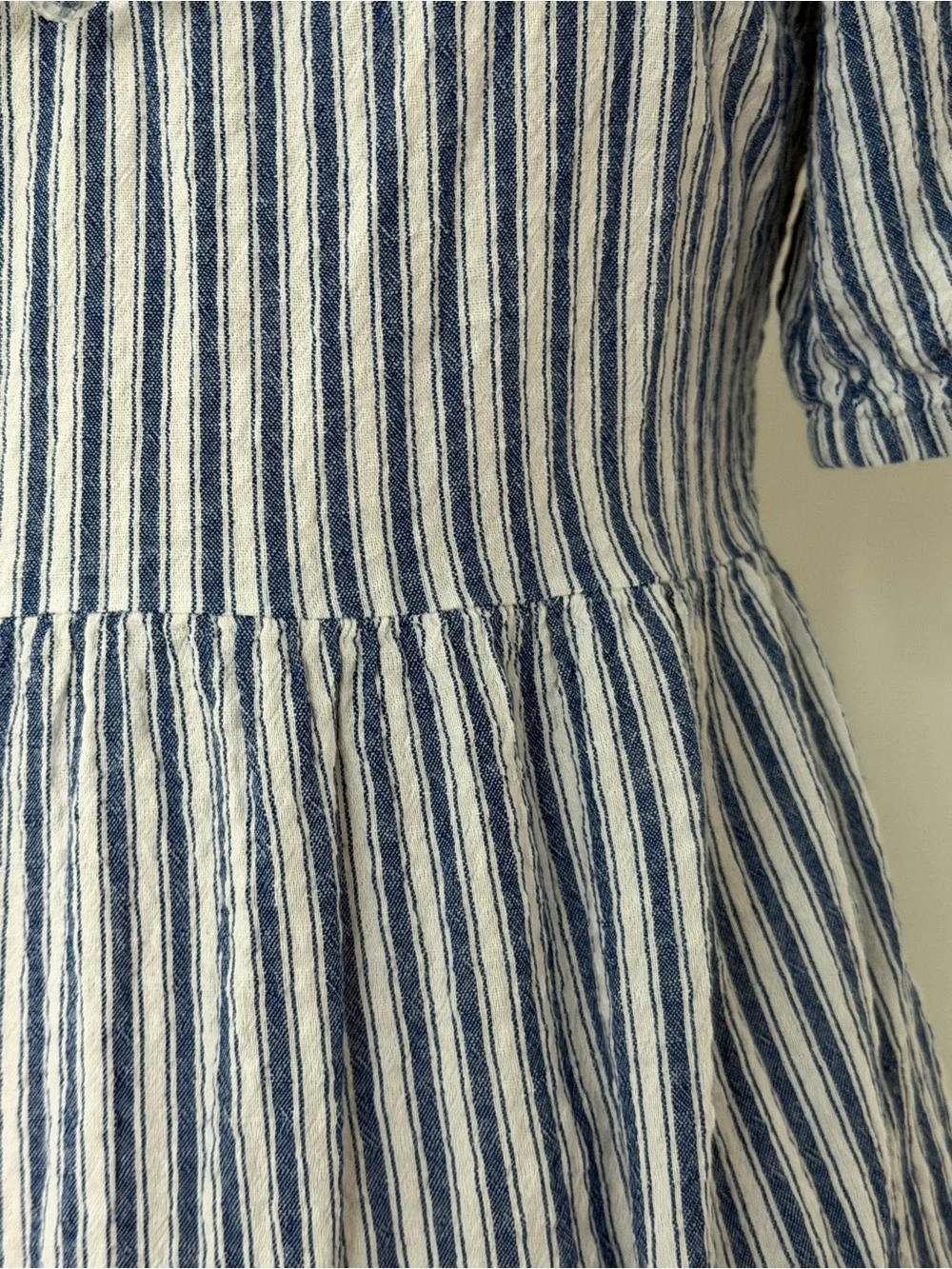 a.n.a Blue and White Striped Square-Neck Midi Dress